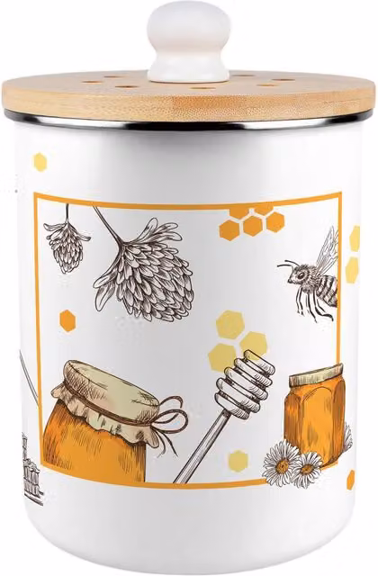Purely Home Honey Bee Farm Metal Kitchen Compost Bin with Flip Lid, 2L, Orange