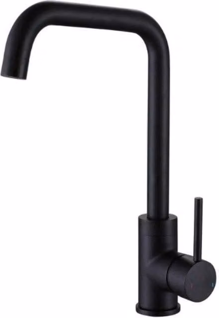 Nes Home Hexa Single Lever Kitchen Mixer Monobloc Tap in Matt Black with Round Swivel Spout
