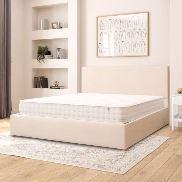 Aspire Garland Fabric Ottoman Storage Bed in Cream Malham Weave, Superking W/D/H: 200 x 200 cm