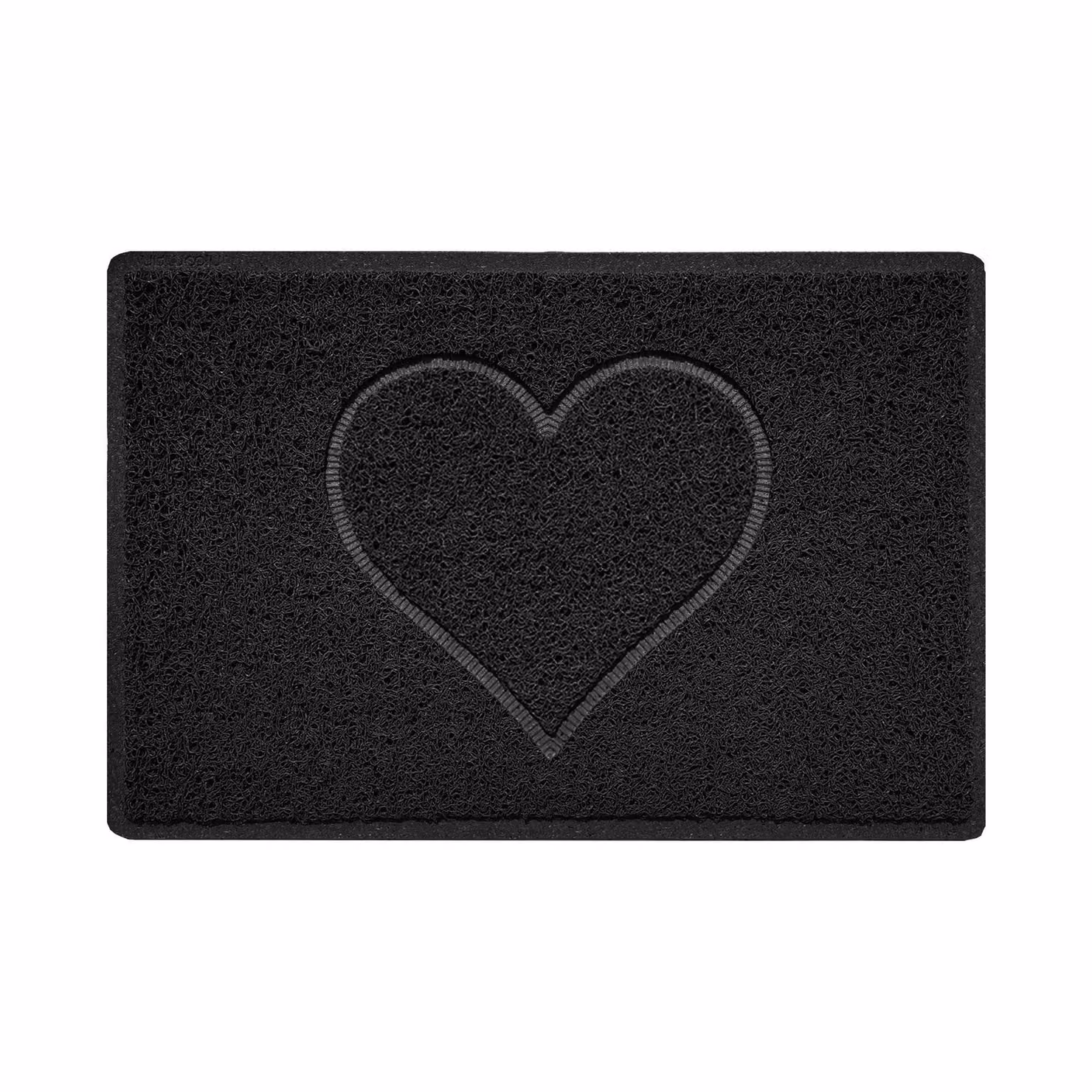 Nicoman Black Embossed PVC Spaghetti Pressed Heart Doormat, W: 45 cm, D: 75 cm – 2