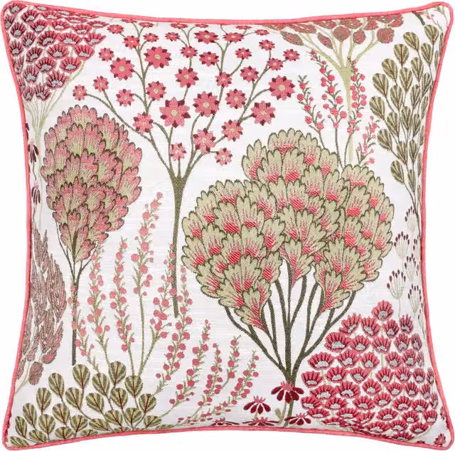 Make It A Home Ophelia Floral Jacquard Square Cushion in Red and Multicolour