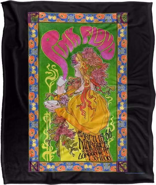 LOGOVISION Pink Floyd 1966 Marquee London Poster Super Soft Fleece Throw Blanket, Multicolour, W/D/H: 152 x 127 cm – 6