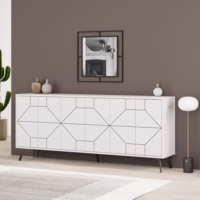 Decortie Dune Console Sideboard Display Unit, White, W/D/H: 184 x 35 x 78 cm
