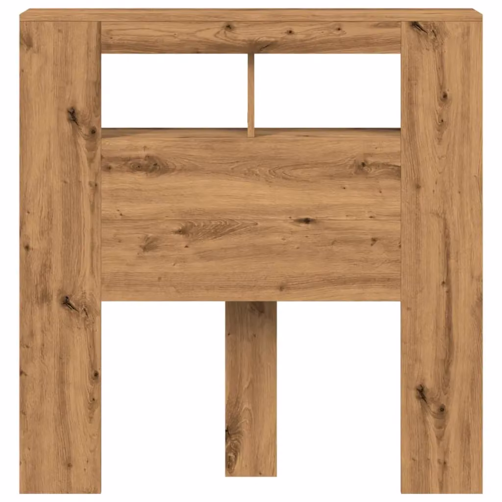 Berkfield Home Artisan Oak LED Headboard in Brown with Integrated Shelf and USB Charging Port, W/D/H: 100 x 18.5 x 103.5 cm – 4