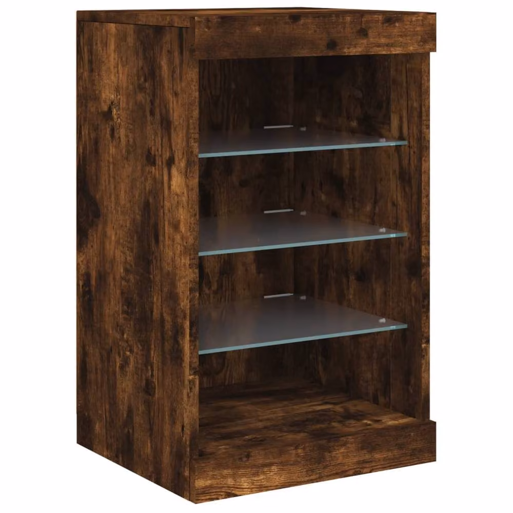 Berkfield Home Modern Sideboard with Integrated LED Lights in Smoked Oak Brown, W/D/H: 41 x 37 x 67 cm – 3