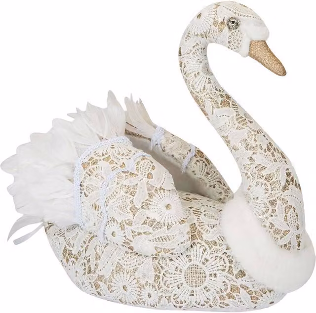 VFM e-Store Christmas Glitter Swan Tabletop Decoration, White, W: 35 cm, H: 18 cm – 1