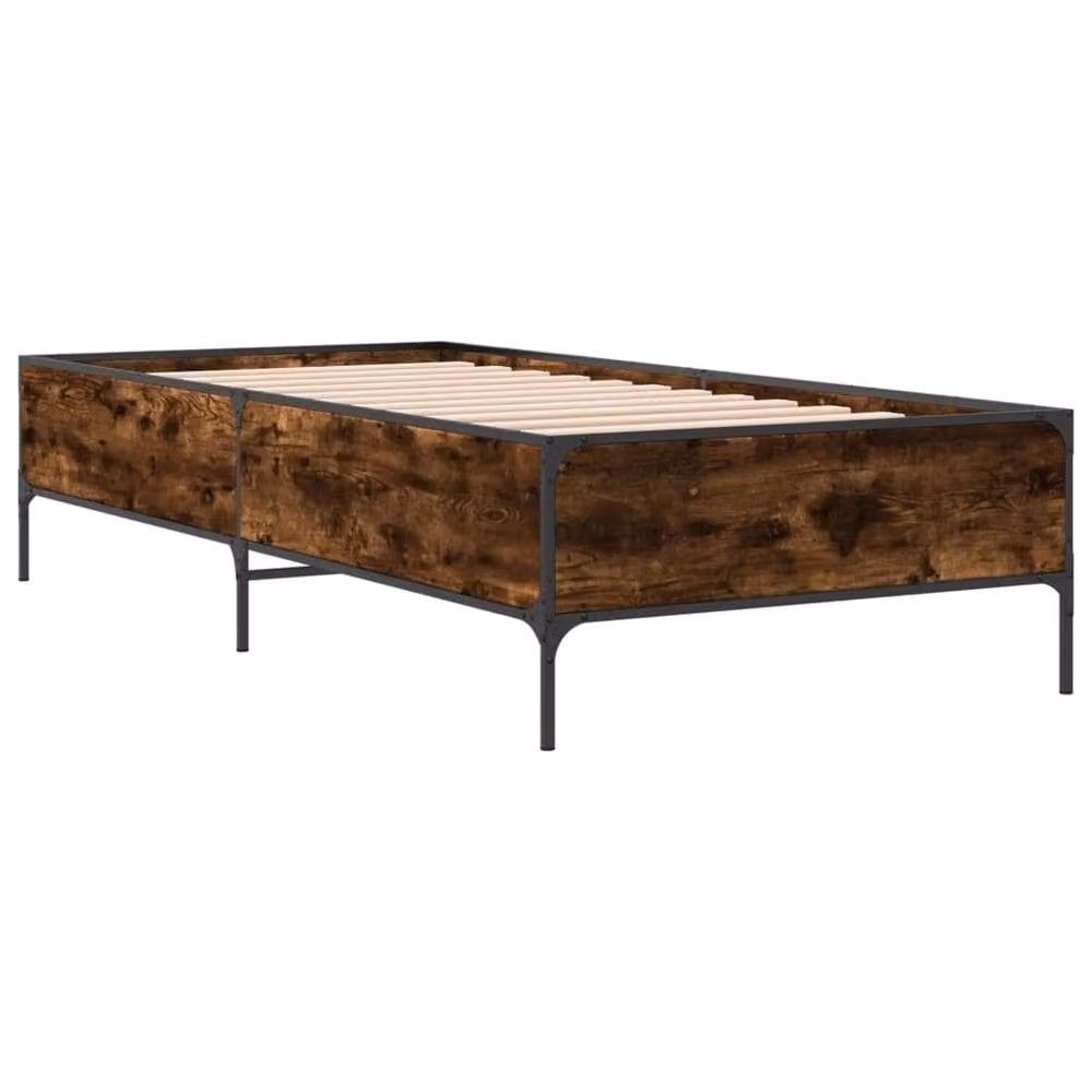 Berkfield Home Smoked Oak Bed Frame in Brown, W/D/H: 100 x 200 cm – 3
