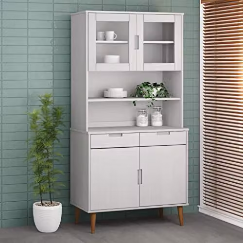 vidaXL MOLDE Highboard Top in White Lacquered Solid Pine Wood, W/D/H: 90 x 35 x 100 cm – 2