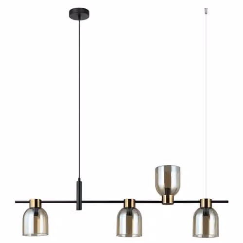 Netlighting Servio Modern Black Bar Pendant Ceiling Light with Transparent Glass and E14 Socket