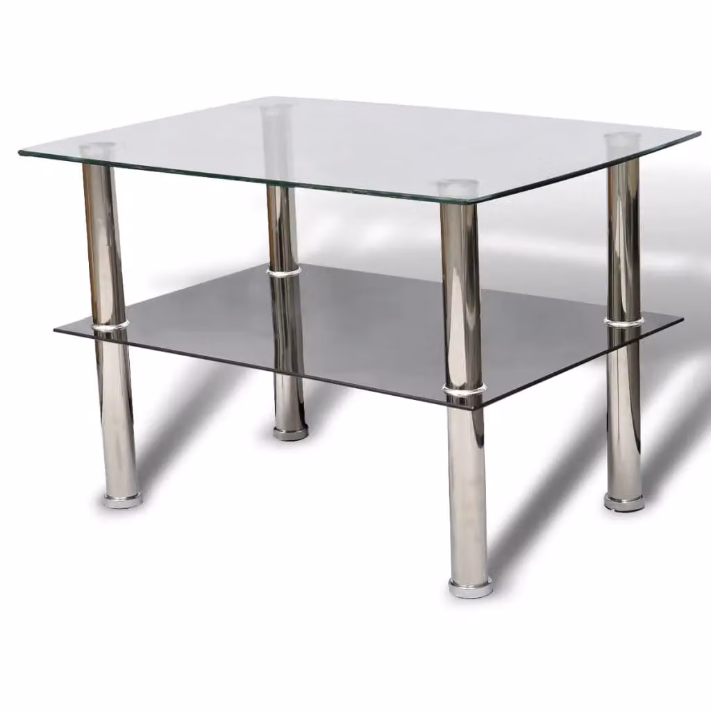Berkfield Home Two-Tier Glass Coffee Table in Silver – 2