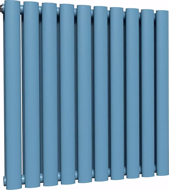 Lux Heat Oval Horizontal Coloured Steel Radiator in Blue, W: 60 cm, H: 54 cm