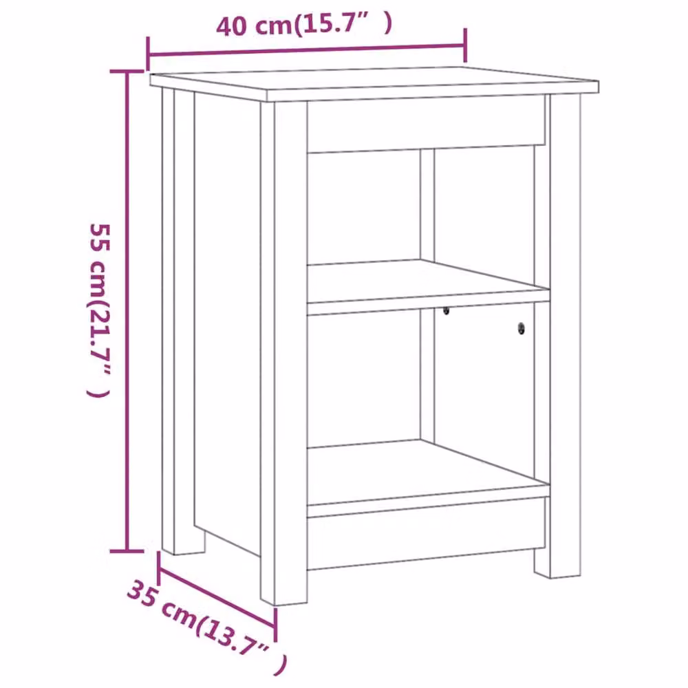 Berkfield Home Set of 2 Bedside Cabinets in Honey Brown Solid Pine, W/D/H: 40 x 35 x 55 cm – 6