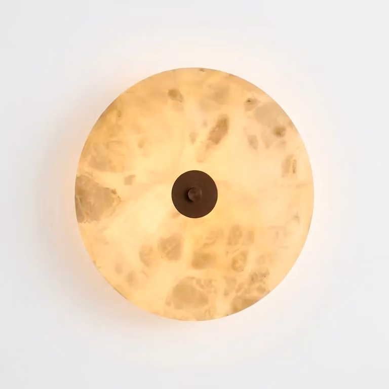 Araco Lumière Frozen Evara Alabaster LED Wall Light in Beige and White Stone Effect