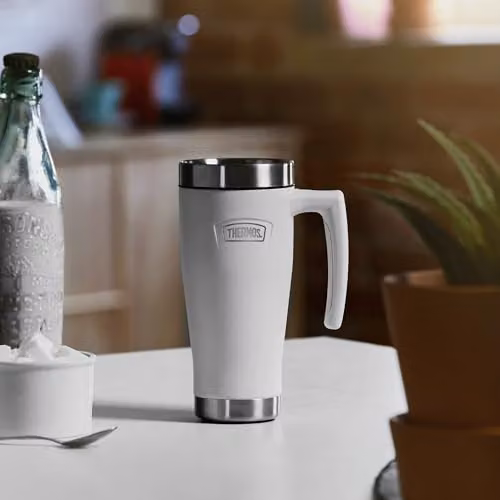 Thermos Icon Stainless Steel Travel Mug with Lid, White, 470ml – 3