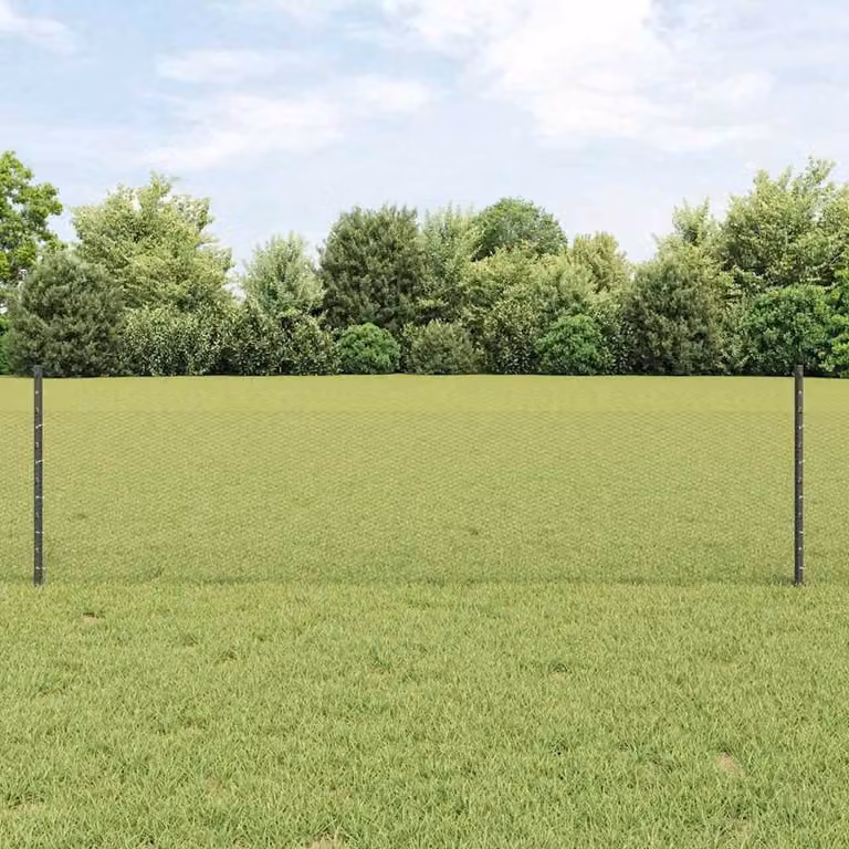 Berkfield Grey Steel Wire Mesh Garden Fence Set of 2, W: 25 m, H: 0.5 m