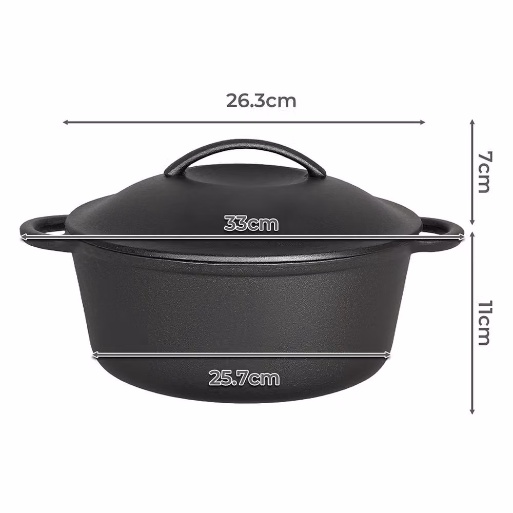 Toque Black Cast Iron Dutch Oven Casserole Dish with Lid – 4