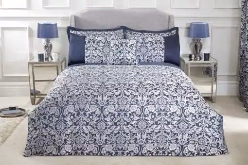 New Edge Blinds Blue Floral Jacquard Duvet Cover Set, W: 200 cm, L: 220 cm – 1