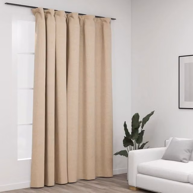 Berkfield Home Linen-Look Blackout Curtain in Beige, W: 290 cm, H: 245 cm