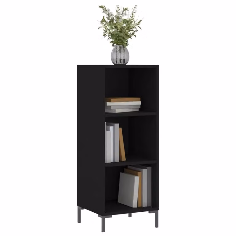 Berkfield Home Classic Sideboard in Black Matt MDF, W/D/H: 34.5 x 32.5 x 90 cm