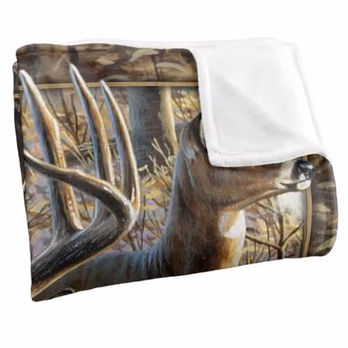 JQ Licensing Deer Hunting Challenge Super Soft Fleece Throw Blanket, White, W/D/H: 152 x 127 cm – 2