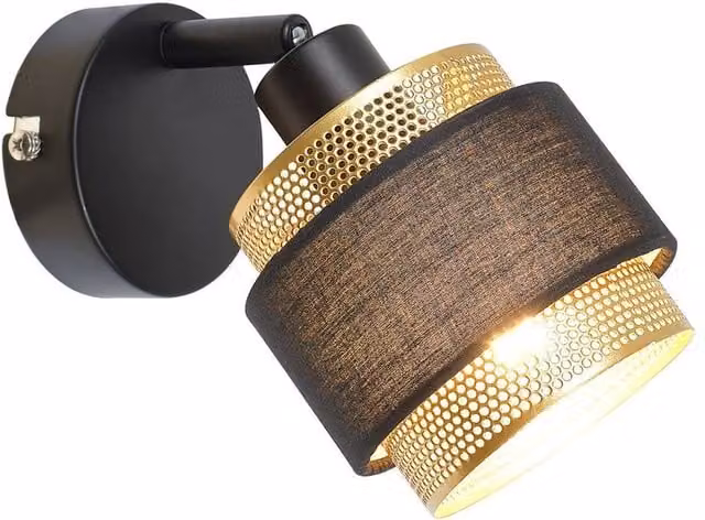 Netlighting Renez Single Ceiling Spotlight in Black and Gold Fabric – 1