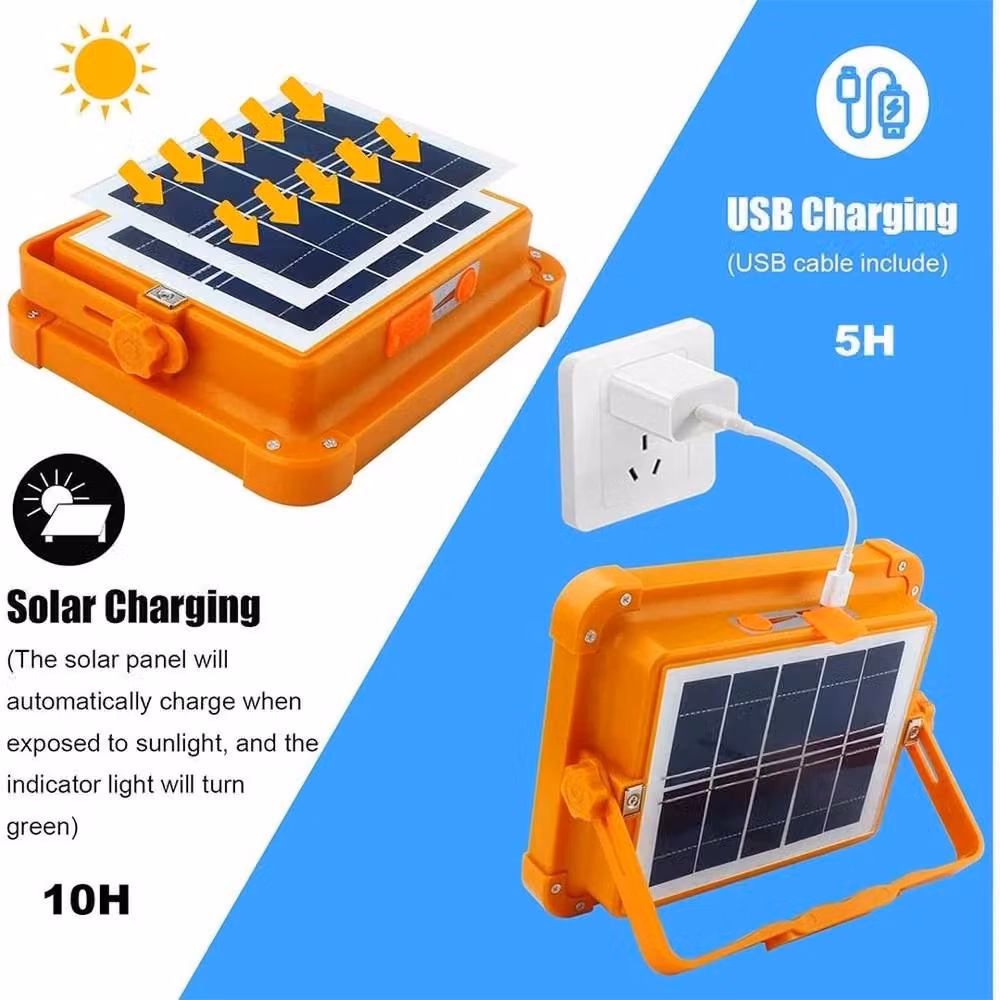 FLAVORA 3000W Rechargeable Dimmable LED Solar Cordless Work Floodlight in Orange – 4