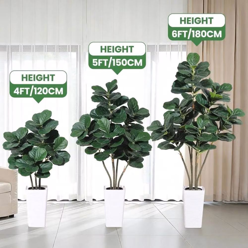 VOGREX 152.4 cm Artificial Fiddle Leaf Fig Tree with Planter in Green – 3