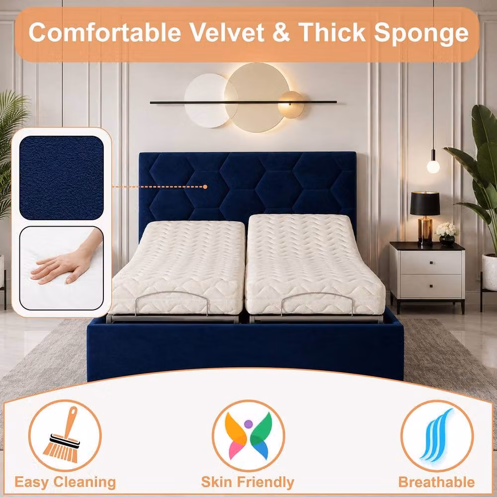 Paradise Beds Ltd Luxury Madrid Mobility Bed with Foam Mattress and Headboard in Beige Velvet, W/D: 90 x 200 cm – 1