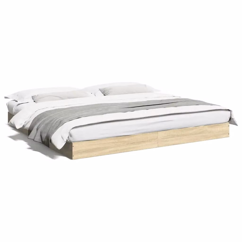 Berkfield Home Sonoma Oak Super King Bed Frame in Brown, W/D/H: 180 x 200 cm – 2