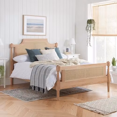 Birlea Geneva Rattan Oak Wooden Bed Frame, Brown, W/D/H: 180 x 150 x 115 cm – 2