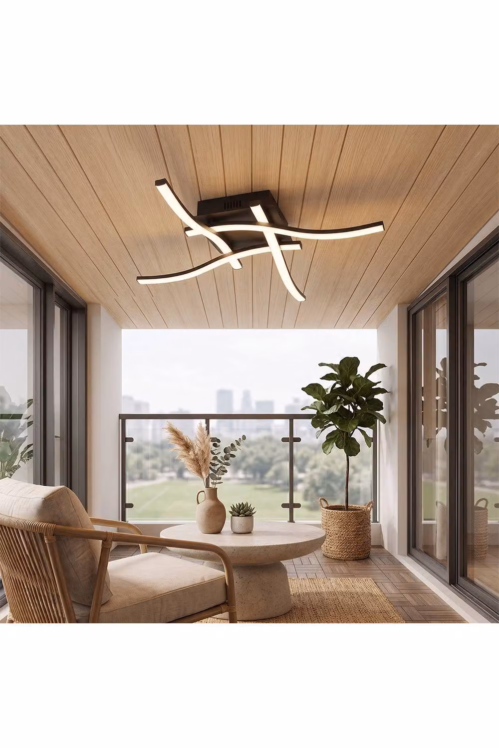 Living and Home 20W Modern Adjustable Colour Temperature LED Ceiling Light in Black – 2