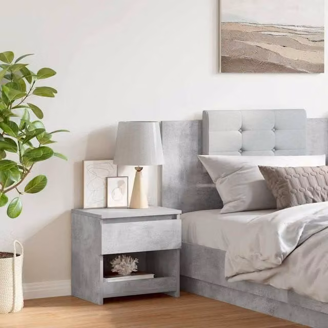 Berkfield Home Elegant Bedside Cabinet in Concrete Grey, W/D/H: 40 x 30 x 39 cm – 1