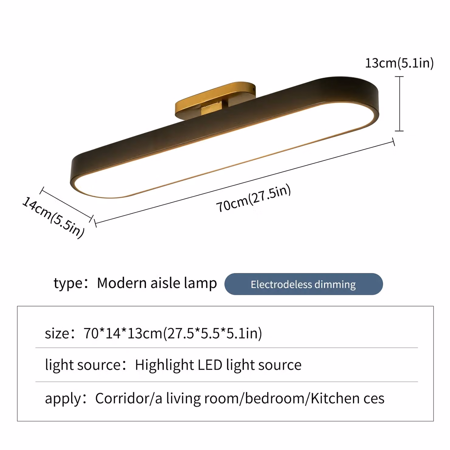 Garwarm 24W Black Wraparound Acrylic Linear LED Dimmable Ceiling Lamp with Remote Control – 6