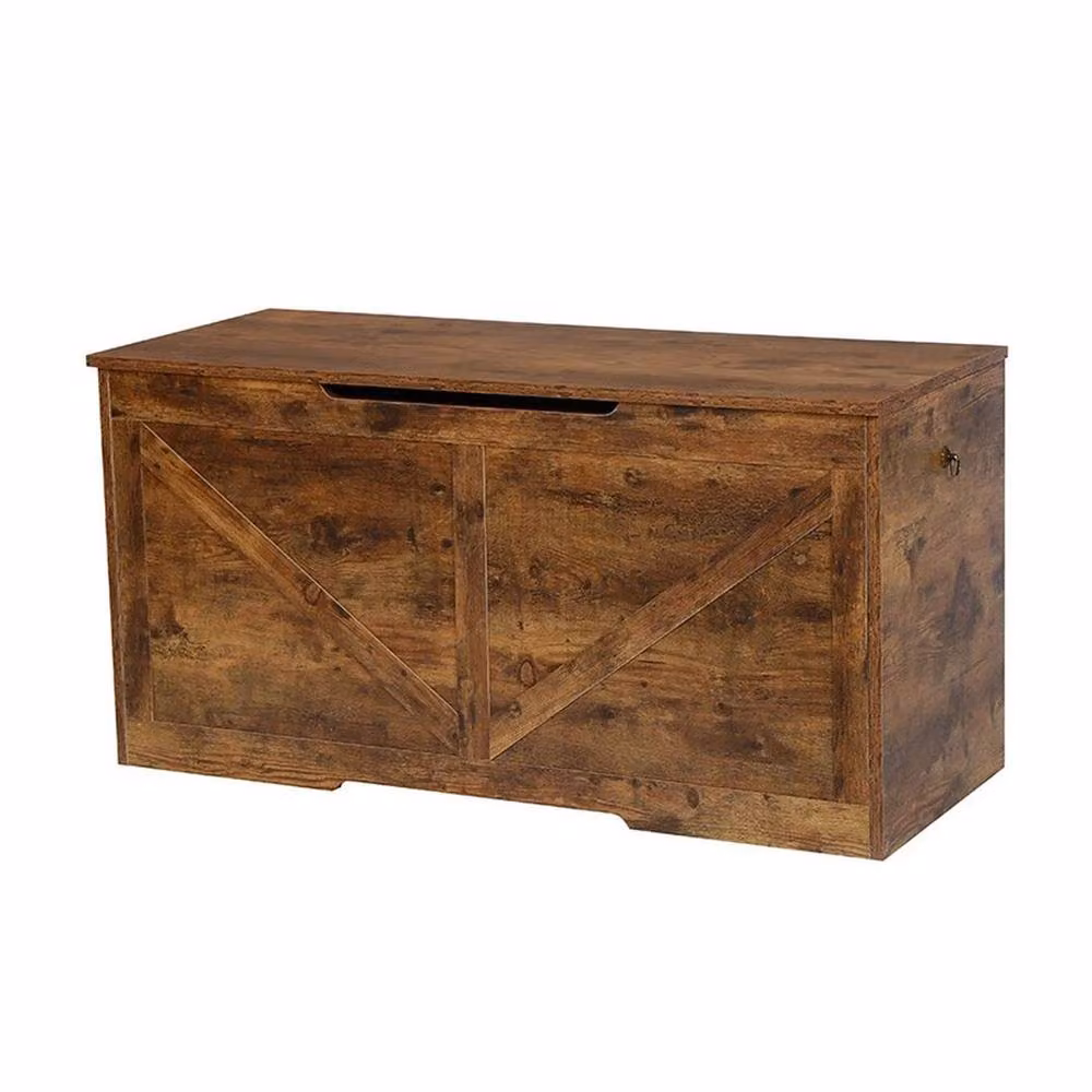 Kelvenix Large Wooden Toy Chest Box in Brown with Lock, W/D/H: 50.5 x 40 x 40 cm – 3