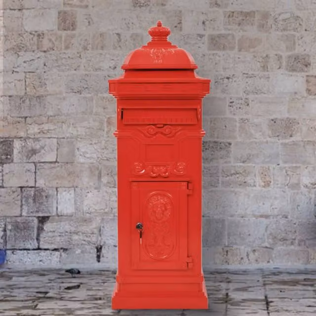 Berkfield Home Pillar Letterbox in Red Aluminium Vintage Style