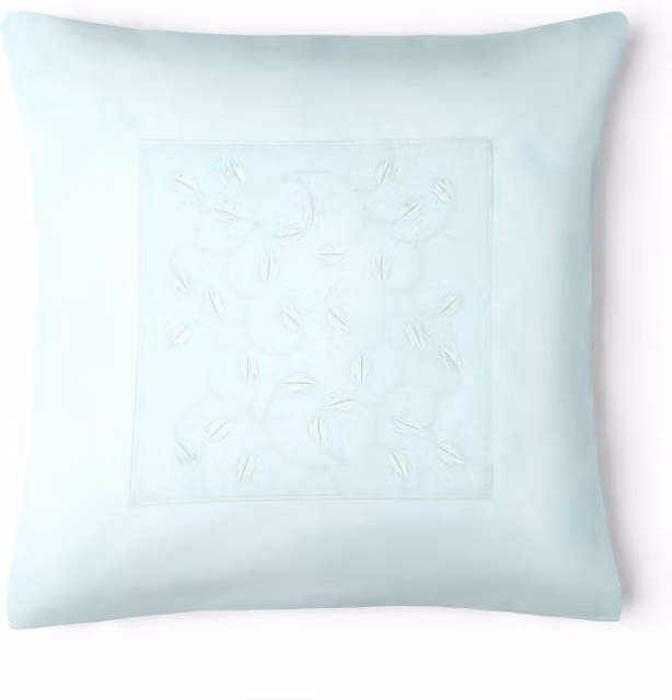 Intimates Green Floral Embroidered Taffeta Square Cushion, W/D/H: 43 x 43 x 43 cm