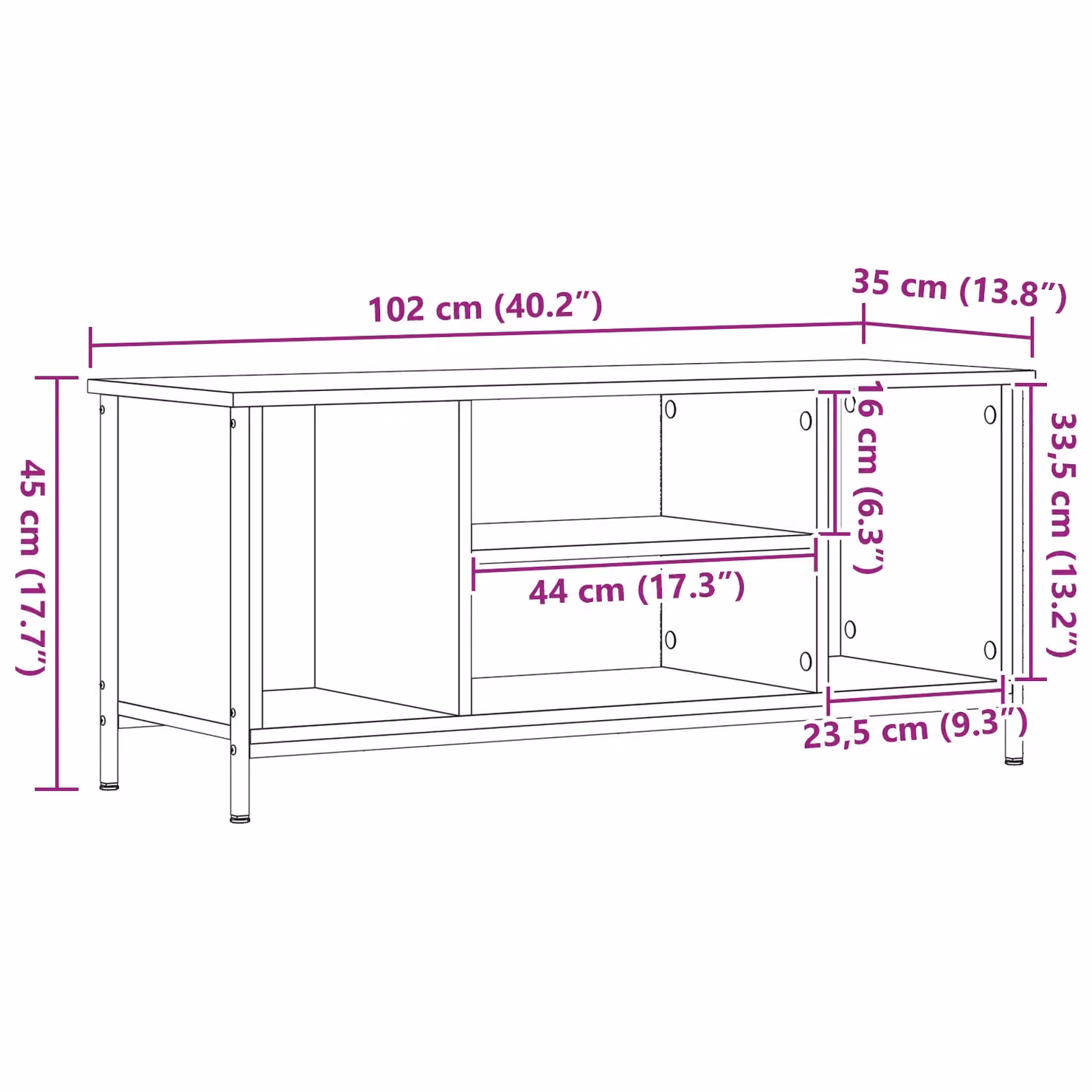 Berkfield Home Black Oak Entertainment Centre in Black Oak and Metal – 6