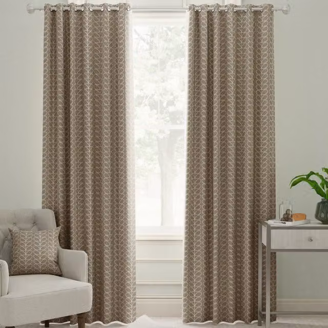 Orla Kiely Linear Stem Made to Measure Blackout Eyelet Curtain in Beige