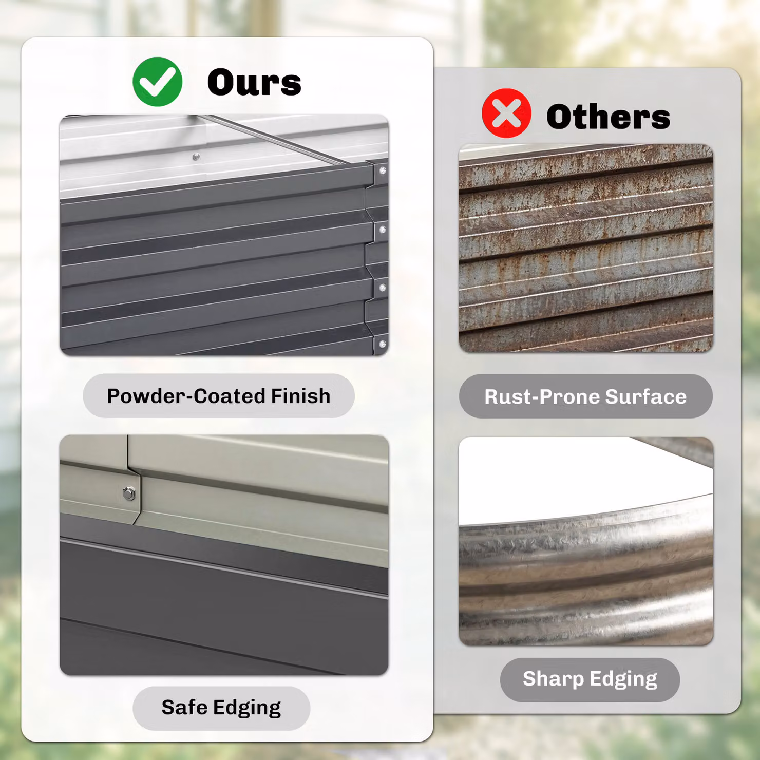 Outsunny Galvanised Steel Raised Garden Bed for Herbs and Vegetables, Light Grey, W/D/H: 60 x 60 x 30.5 cm – 5