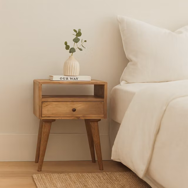 Artisan Furniture Modern Mango Wood Bedside Table with Open Slot, Brown