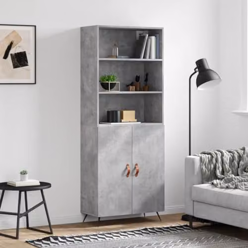 vidaXL Modern Highboard Sideboard in Grey, featuring Hinged Doors and Internal Shelves for your Living Room or Bedroom, W/D/H: 180 x 69.5 x 34 cm – 2