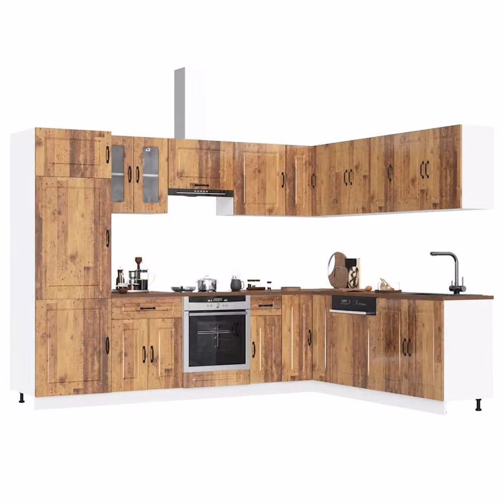 Berkfield Home Kalmar 14 Piece Kitchen Cabinet Set in Brown Old Wood Engineered Wood – 2