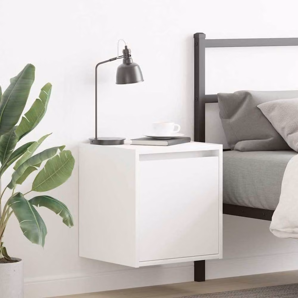 Berkfield Home Durable Wall-Mounted Bedside Cabinets, 2 Pack, White, W: 38 cm, D: 34 cm, H: 40 cm – 1