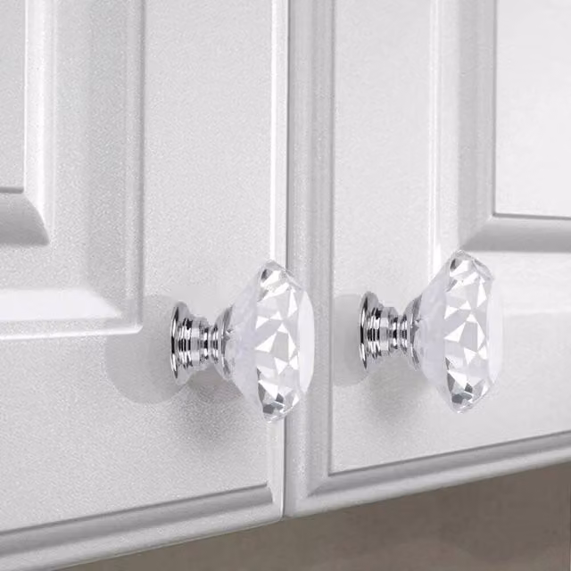 NESTLUNE Clear Crystal Diamond Diamante Door Knob, Polished Transparent Glass, W/D/H: 10 x 4 x 4 cm – 1