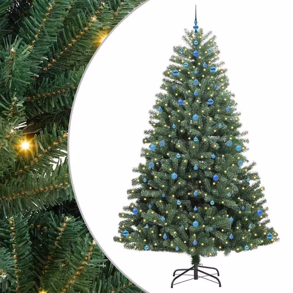 Berkfield Home Artificial Hinged Christmas Tree in Green, Height: 270 cm – 2
