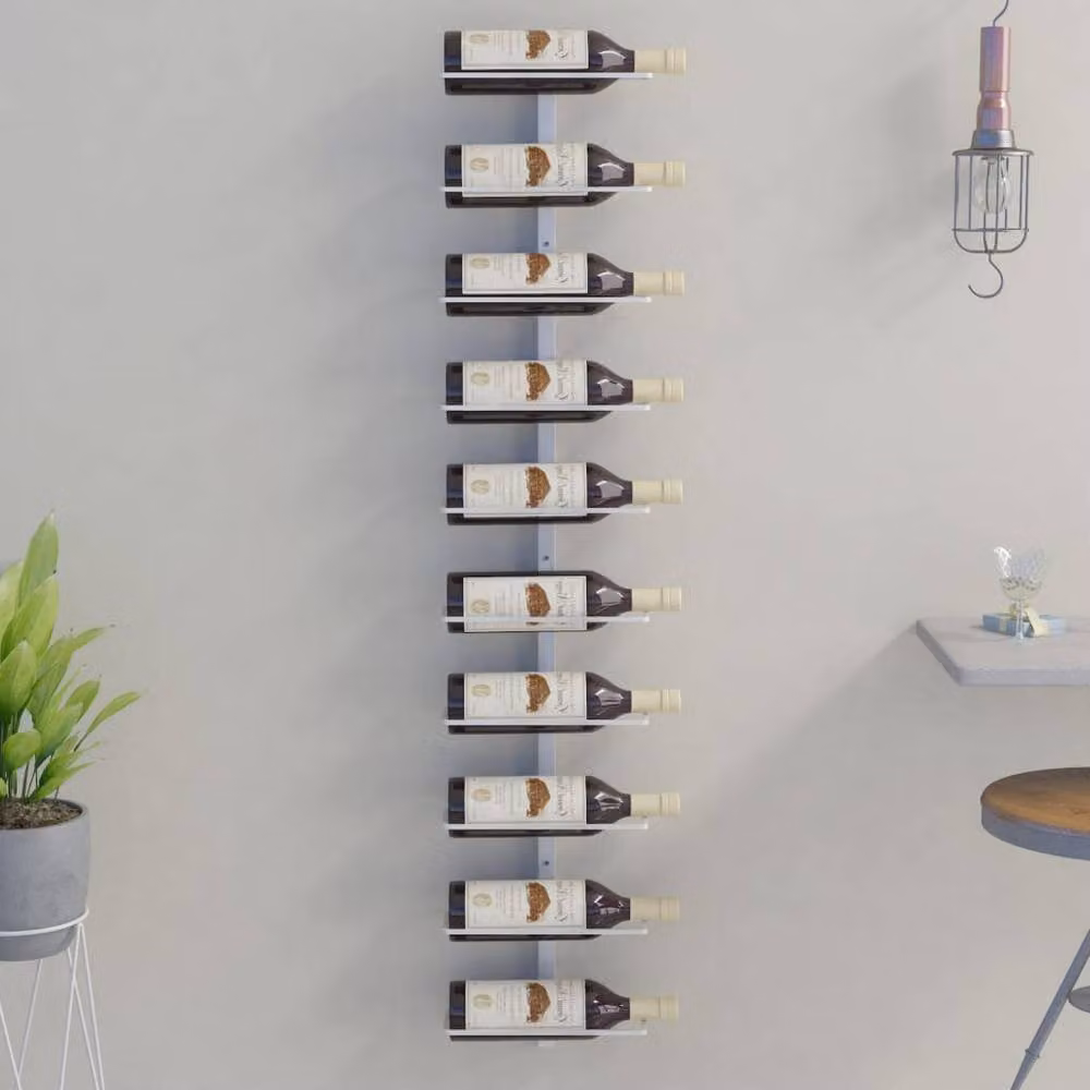 Berkfield Home Wall-mounted Metal Wine Rack for 10 Bottles, White – 2