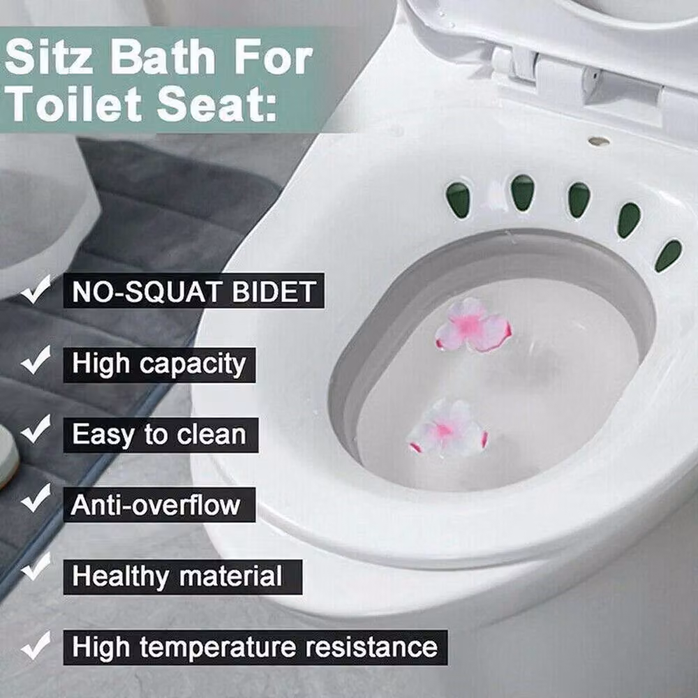 NESTLUNE Foldable Sitz Bath Bowl with Flusher Pump, White, W: 52 cm, D: 52 cm, H: 52 cm – 2