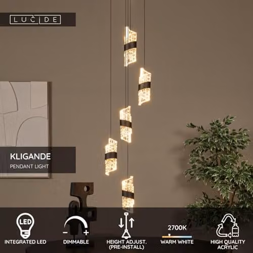Lucide Kligande Dimmable Height Adjustable LED Pendant Light, Black, Diameter: 30 cm – 2