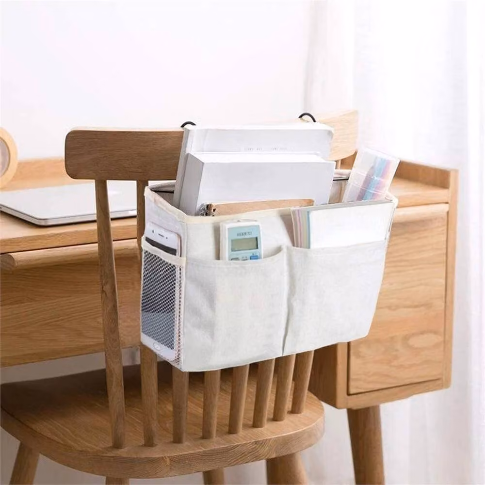 Nordara Hanging Bed Storage Pocket Organiser Caddy in White Fabric – 2
