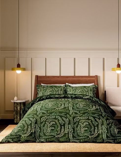 Bedeck of Belfast Fayola Green Mix Floral Pure Cotton Mako Satin Duvet Cover 180 x 200 cm